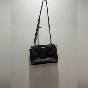 KATE SPADE‎ Saffiano Black Leather Medium Square Tote Bag Purse/Crossbody